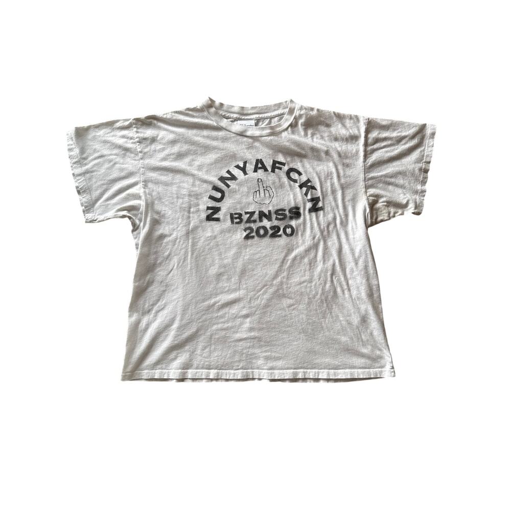 NFB Nunya Fckn Bznss Logo Spray Printed Single Stitch USA Made White Boxy M Tee